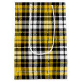 Yellow Black White Plaid Tartan Pattern Design ミディアムペーパーバッグ (裏面)