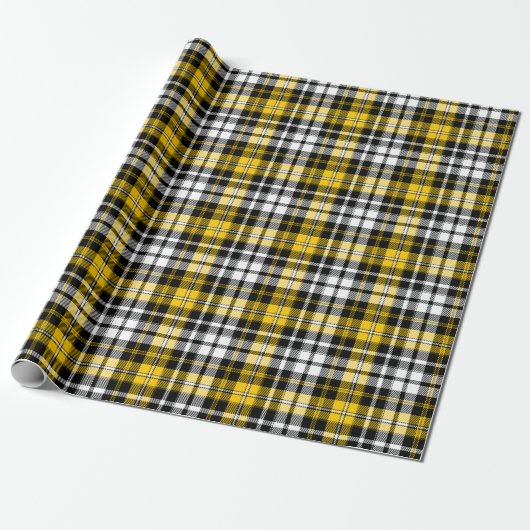 Yellow Black White Plaid Tartan Pattern Design  ラッピングペーパー (アンロールド)