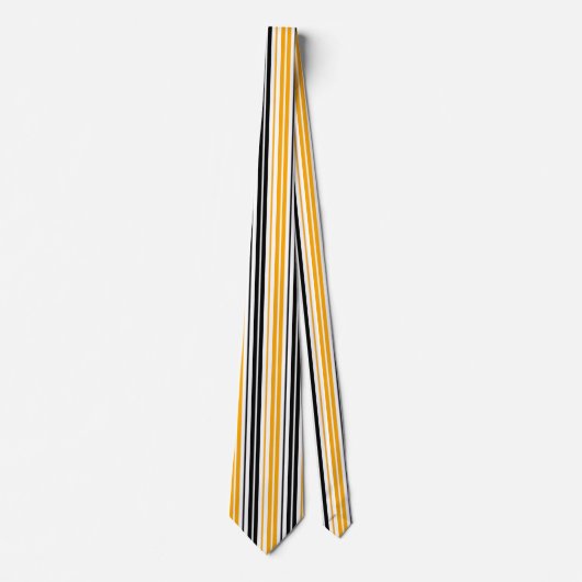 Yellow Black White Stripes Pattern Design ネクタイ (正面)
