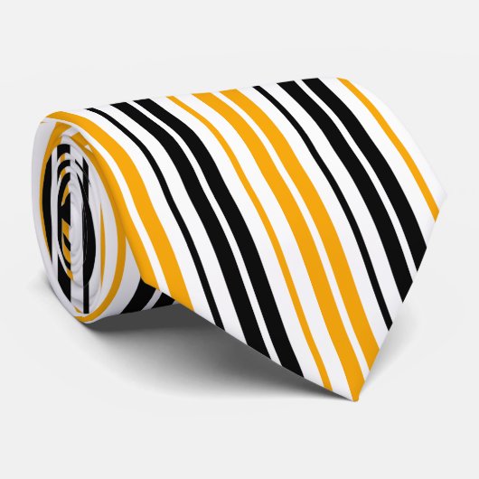 Yellow Black White Stripes Pattern Design ネクタイ (ロール)