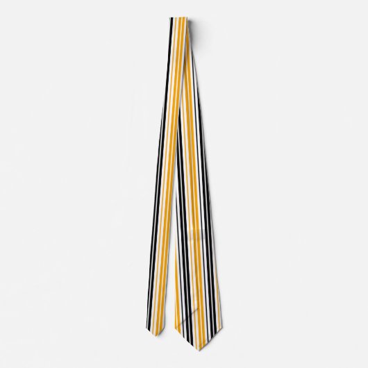 Yellow Black White Stripes Pattern Design  ネクタイ (裏面)