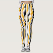 Yellow Black White Stripes Pattern Design レギンス (正面)