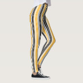 Yellow Black White Stripes Pattern Design レギンス (右)