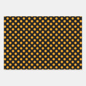 Yellow, Black & White Stripes & Polka Dots Bold ラッピングペーパーシート (正面3)