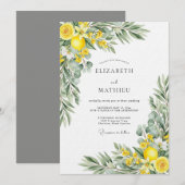 Yellow Blooming Botanical Wedding 招待状 (正面/裏面)
