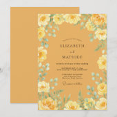 Yellow Blossom Romantic Flourish Wedding 招待状 (正面/裏面)