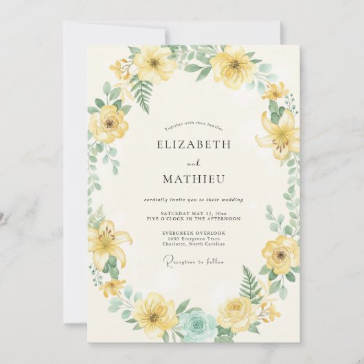 Yellow Blossom Whimsical Wedding 招待状 (正面)