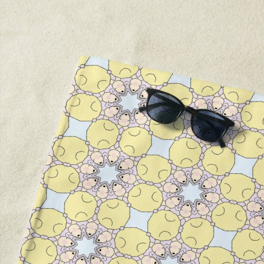 Yellow, blue and gray geometric patterned  ビーチタオル (インサイチュ)