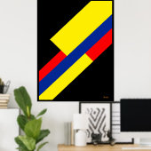 Yellow, Blue and Red Diagonal Bauhaus Design ポスター (ホームオフィス)