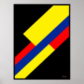 Yellow, Blue and Red Diagonal Bauhaus Design ポスター (正面)