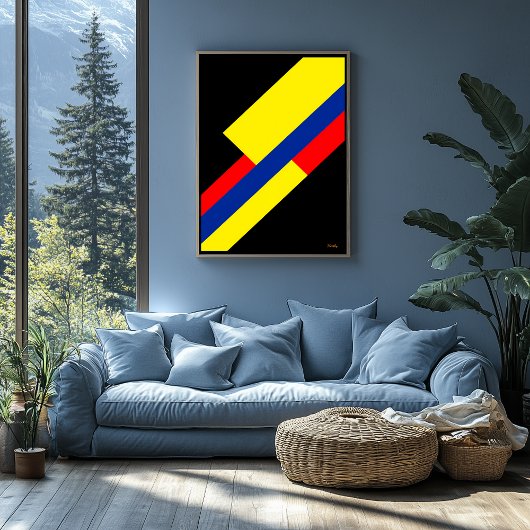 Yellow, Blue and Red Diagonal Bauhaus Design ポスター