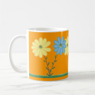 Yellow & Blue Daisy Flowers Custom Mugs コーヒーマグカップ