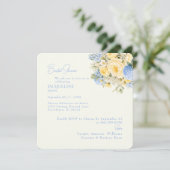 Yellow & Blue Floral Rounded Square Bridal Shower 招待状 (スタンド正面)