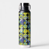 Yellow Blue Grunge Texture Circle Pattern Art. ウォーターボトル (正面)
