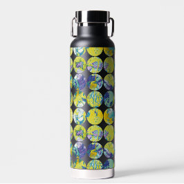Yellow Blue Grunge Texture Circle Pattern Art. ウォーターボトル