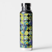 Yellow Blue Grunge Texture Circle Pattern Art. ウォーターボトル (左面)