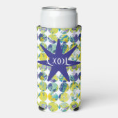 Yellow Blue Grunge Texture Circle Pattern Art. スリム缶クーラー (Seltzer正面)