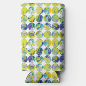 Yellow Blue Grunge Texture Circle Pattern Art. スリム缶クーラー (裏面)