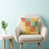 Yellow Blue Patchwork Quilt Rustic Farmhouse クッション (椅子)