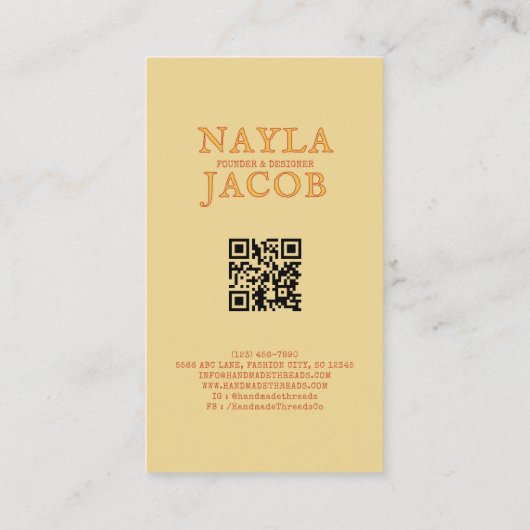 Yellow Blue Patchwork Quilt Rustic Farmhouse 名刺 (裏面)