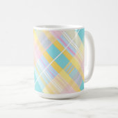 YELLOW BLUE PINK PURPLE EASTER PLAID PATTERN コーヒーマグカップ (正面右)