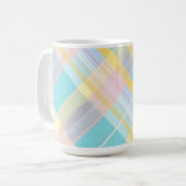 YELLOW BLUE PINK PURPLE EASTER PLAID PATTERN コーヒーマグカップ (正面左)