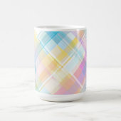 YELLOW BLUE PINK PURPLE EASTER PLAID PATTERN コーヒーマグカップ (中央)