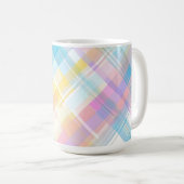 YELLOW BLUE PINK PURPLE EASTER PLAID PATTERN コーヒーマグカップ (正面右)