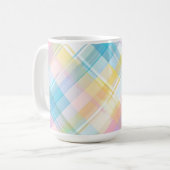 YELLOW BLUE PINK PURPLE EASTER PLAID PATTERN コーヒーマグカップ (正面左)