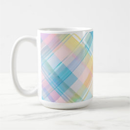 YELLOW BLUE PINK PURPLE EASTER PLAID PATTERN コーヒーマグカップ