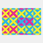 Yellow Blue Pink Square Geometric Pattern ラッピングペーパーシート (正面3)