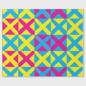Yellow Blue Pink Square Geometric Pattern ラッピングペーパー (フラット)