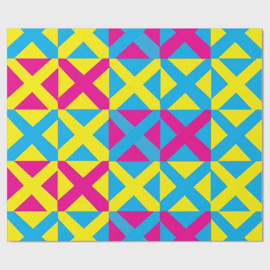 Yellow Blue Pink Square Geometric Pattern ラッピングペーパー (フラット)