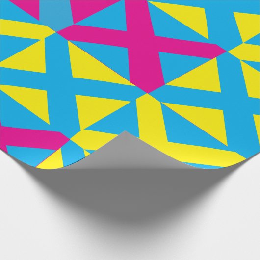 Yellow Blue Pink Square Geometric Pattern ラッピングペーパー (角)