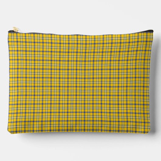 Yellow Blue Plaid Classic Pattern Retro アクセサリーポーチ (正面)