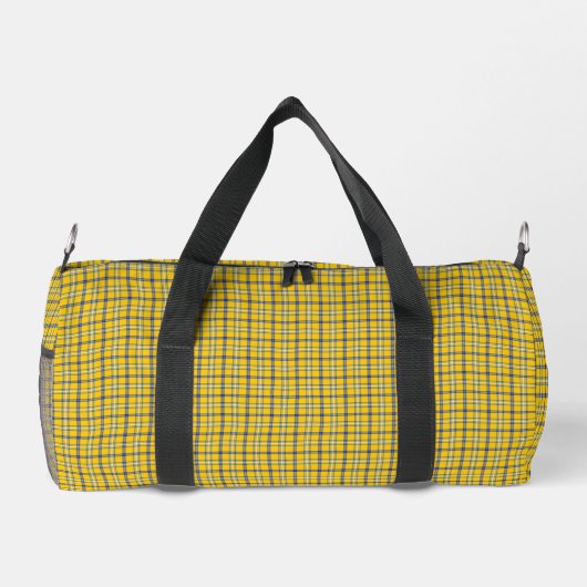 Yellow Blue Plaid Classic Pattern Retro ダッフルバッグ (裏面)