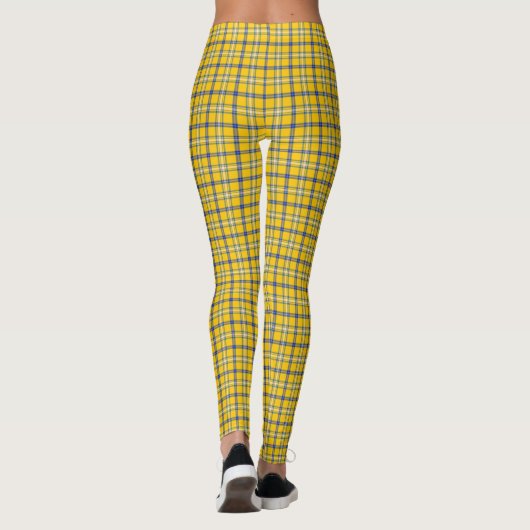 Yellow Blue Plaid Classic Pattern Retro レギンス (裏面)
