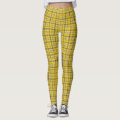 Yellow Blue Plaid Classic Pattern Retro レギンス (正面)