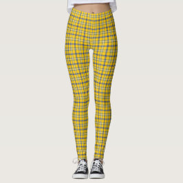 Yellow Blue Plaid Classic Pattern Retro レギンス