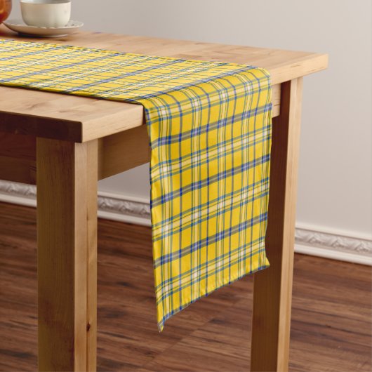 Yellow Blue Plaid Classic Pattern Table Runner ショートテーブルランナー (インサイチュ)
