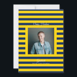 Yellow Blue Preppy High School Photo Grad Cards 案内状<br><div class="desc">Part of Grad Collection - Add your custom matching envelope, stickers, and more Announce your graduate’s achievement with this retro and preppy graduation announcement card. Featuring a modern photo layout and clean typography, this design is perfect for high school graduates celebrating the Class of 2026. Fully customizable with your own...</div>