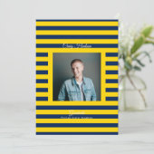 Yellow Blue Preppy High School Photo Grad Cards 案内状 (スタンド正面)