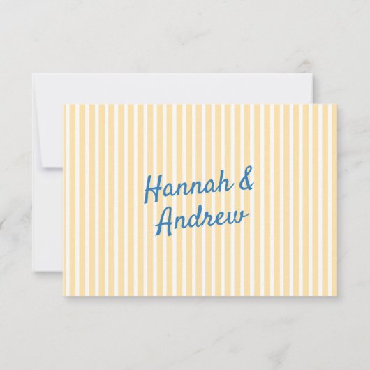 Yellow & Blue Striped Wedding 出欠カード (裏面)
