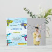 Yellow Blue Water Gun Invitations with photo 招待状 (スタンド正面)