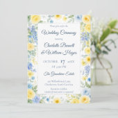 Yellow Blue Watercolor Floral Invitation 招待状 (スタンド正面)