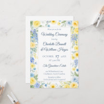Yellow Blue Watercolor Floral Invitation