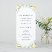 Yellow Blue Watercolor Floral Wedding Program プログラム (スタンド正面)