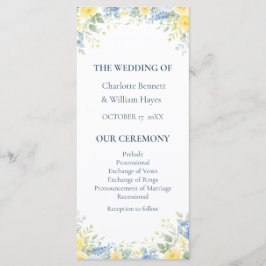 Yellow Blue Watercolor Floral Wedding Program プログラム