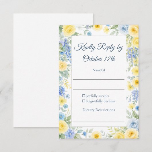 Yellow Blue Watercolor RSVP Card (正面/裏面)