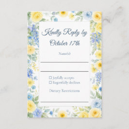 Yellow Blue Watercolor RSVP Card